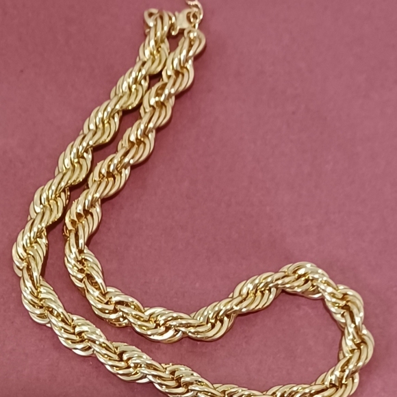 I AM GOLD PLATED THICK CHAIN ROPE NECKLACE LIGHTWEIGHT 18 INCHES WITH EXTENSION - Picture 7 of 9